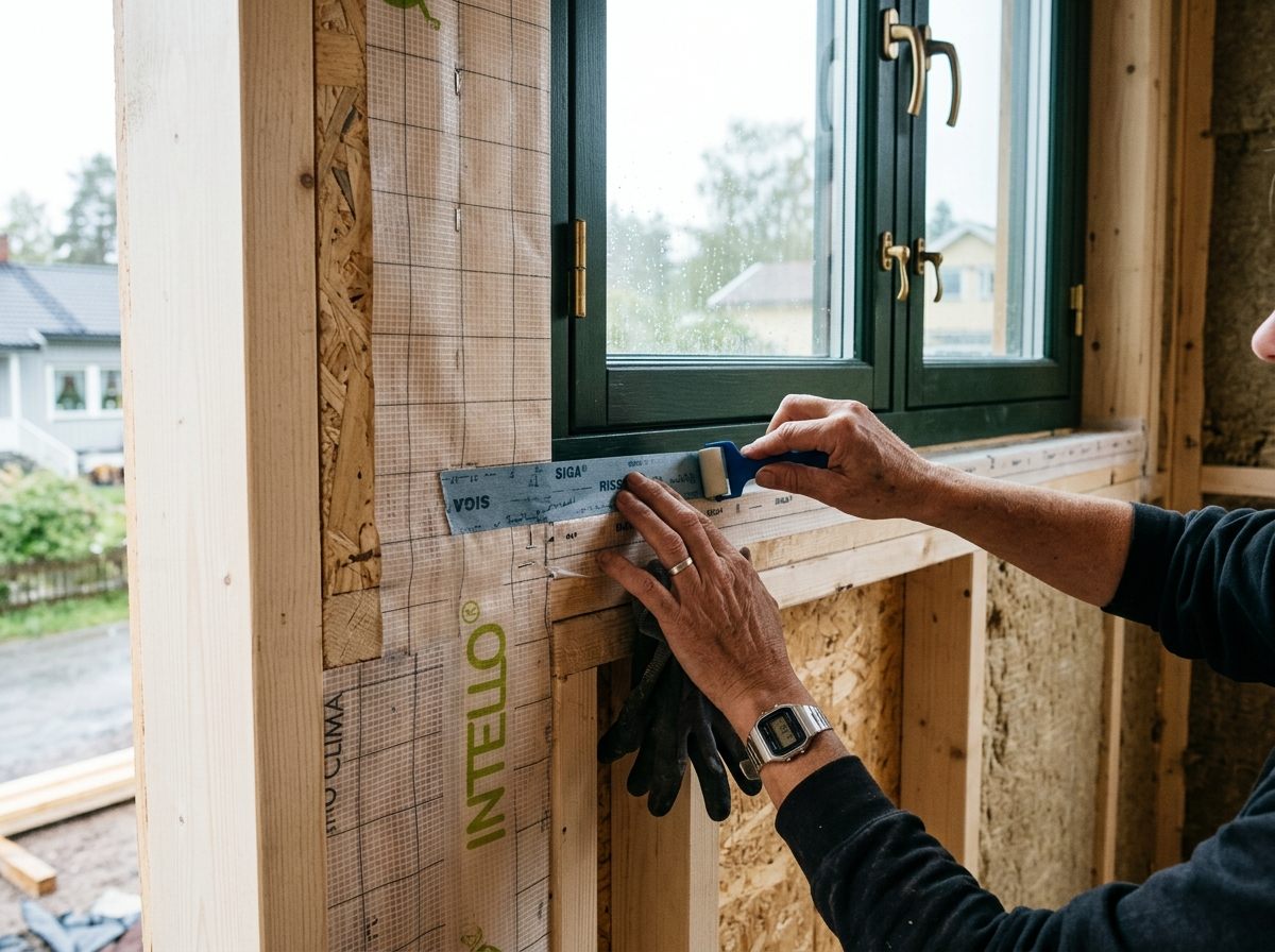 Pose soignée d'une membrane d'étanchéité à l'air autour d'un châssis