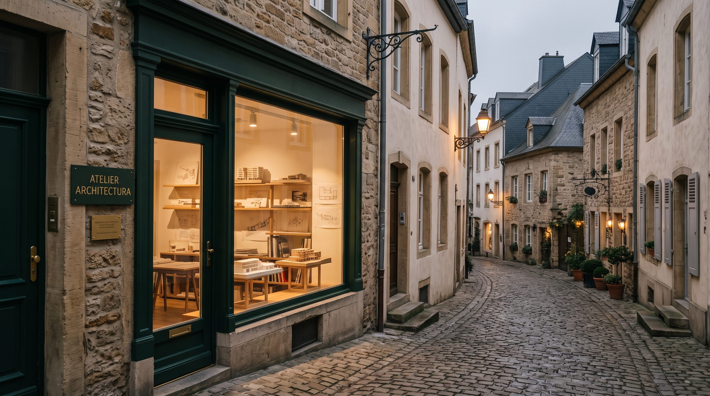 La vitrine de l'atelier, rue du Fossé dans la vieille ville de Luxembourg