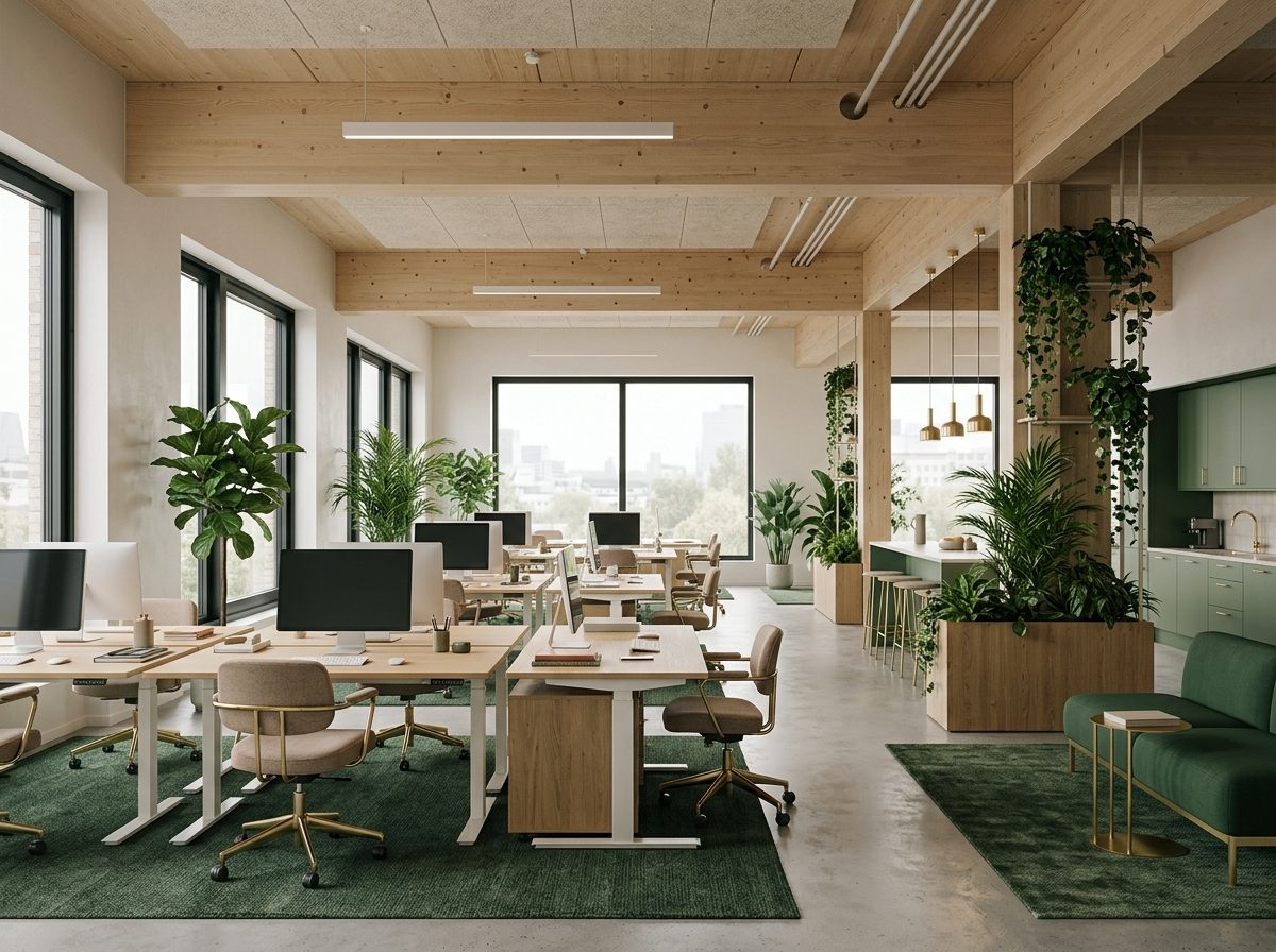 Plateau de bureaux : plafond CLT apparent et lumière naturelle